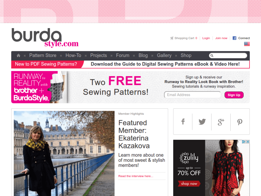 Homepage screenshot of Burda Style