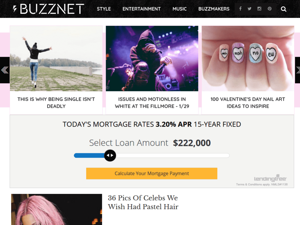 Homepage screenshot of Buzz Net