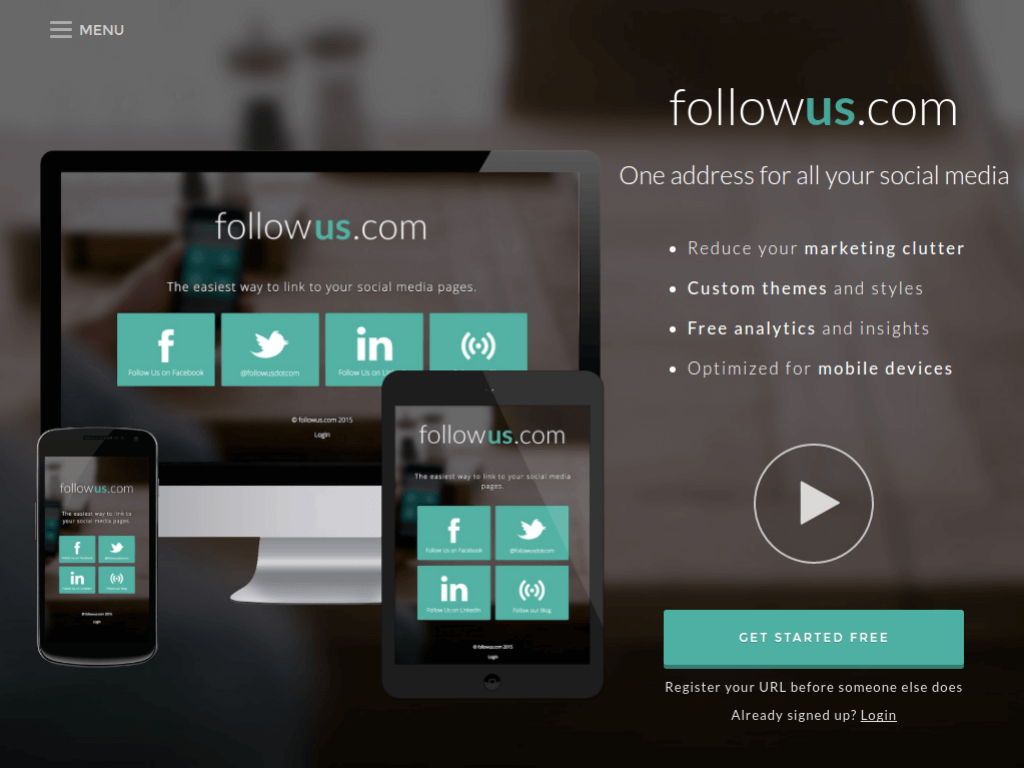 Homepage screenshot of FollowUs