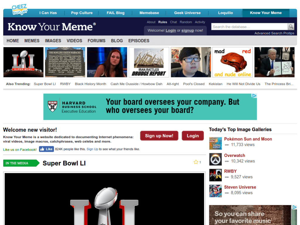Homepage screenshot of KnowYourMeme