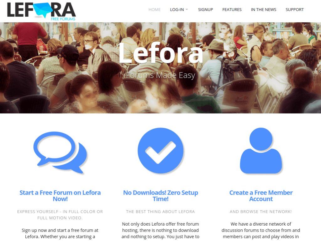 Homepage screenshot of Lefora