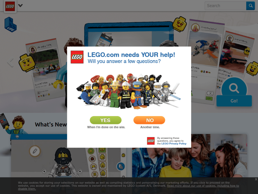 Homepage screenshot of Lego ID