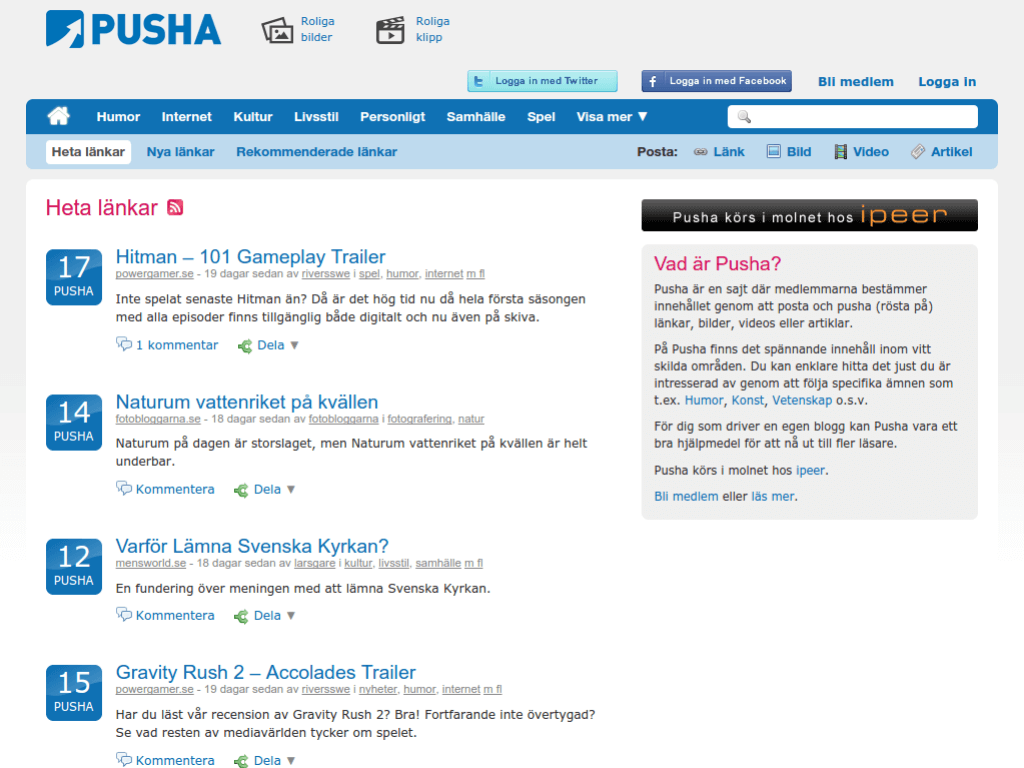 Homepage screenshot of Pusha