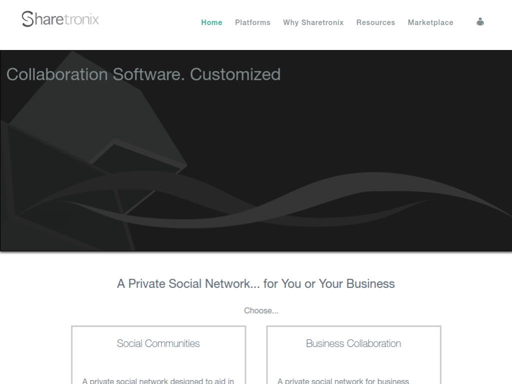 Homepage screenshot of Sharetronix