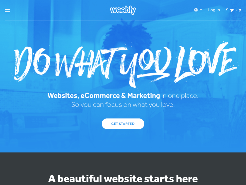 Homepage screenshot of Weebly
