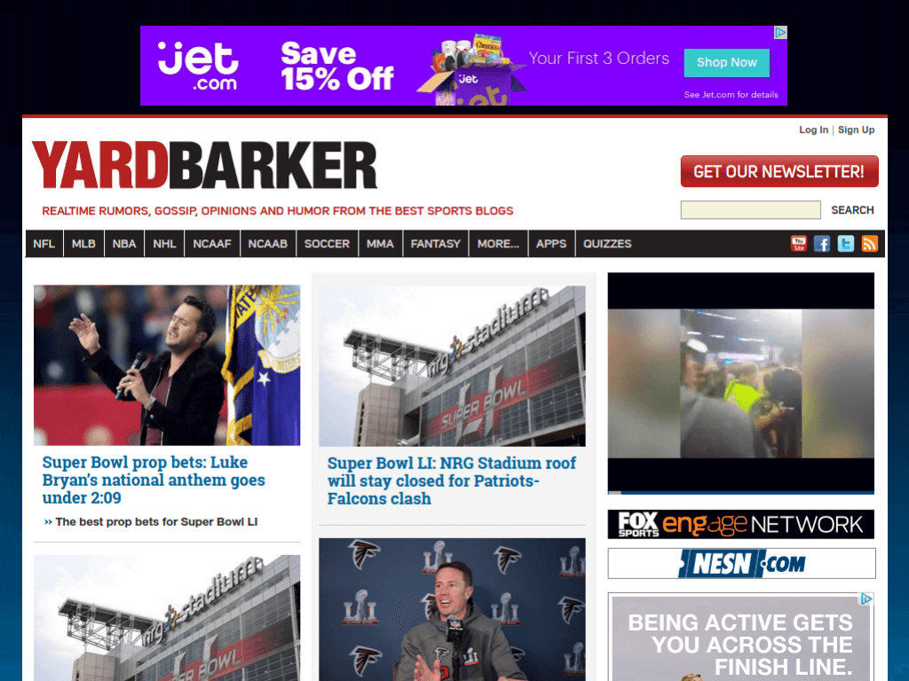 Homepage screenshot of Yard Barker