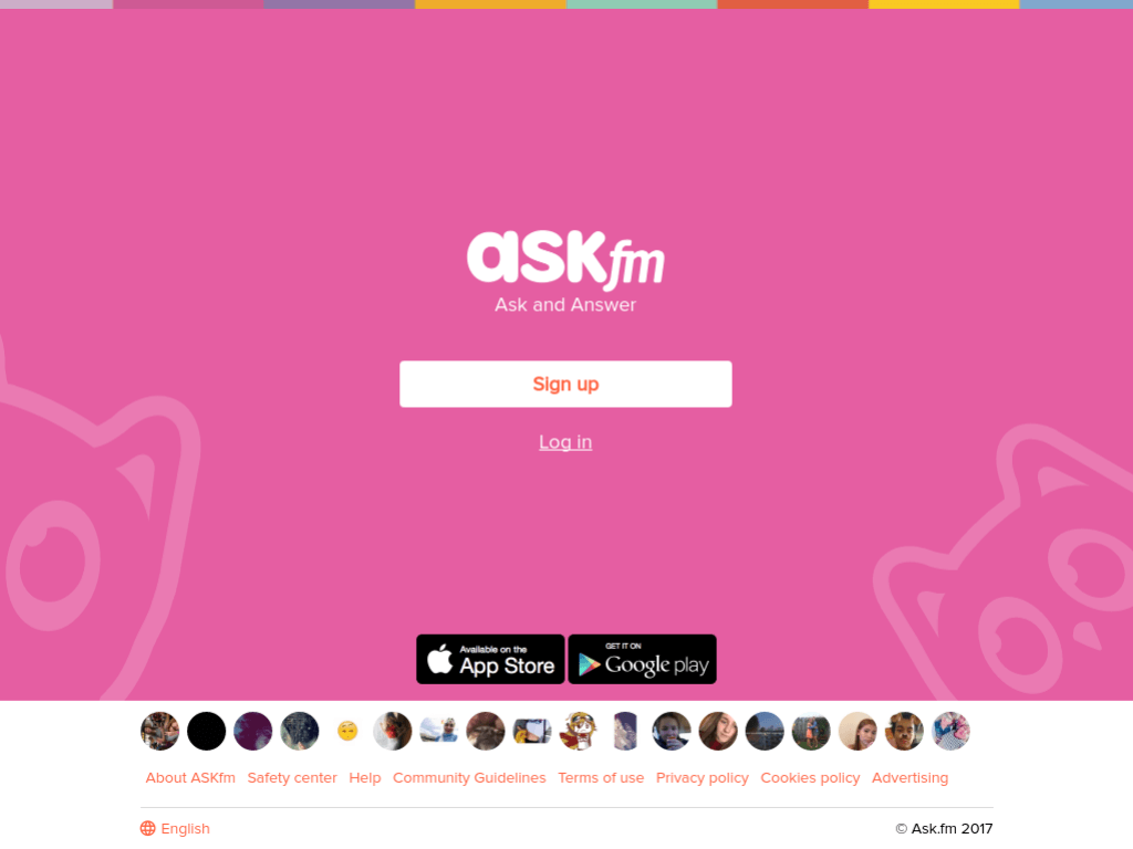Homepage screenshot of Ask FM