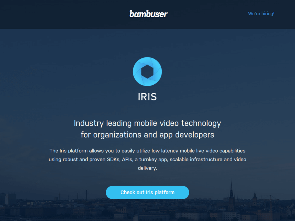 Homepage screenshot of Bambuser