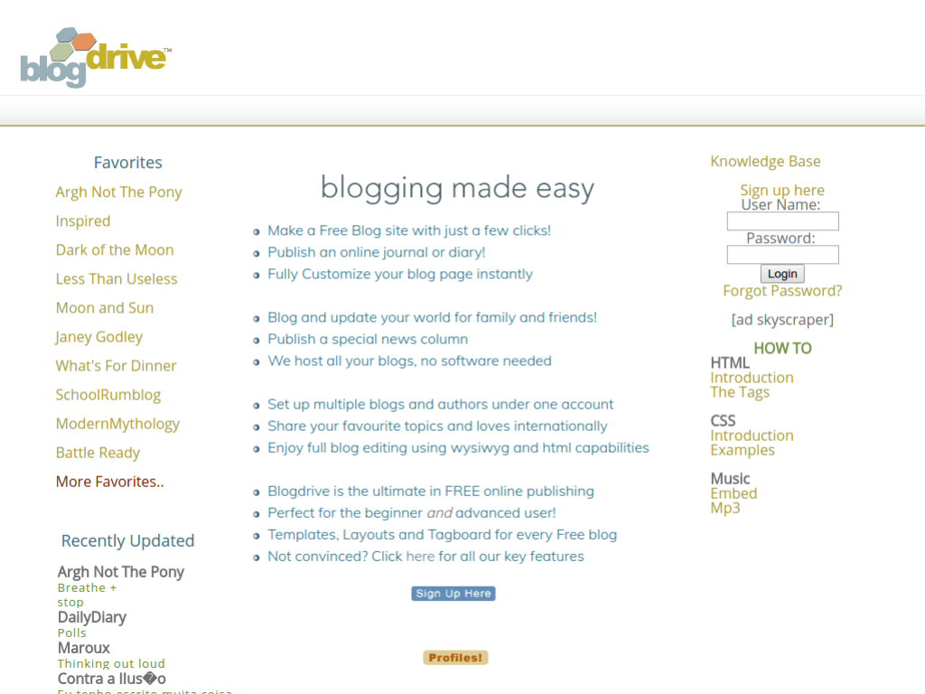 Homepage screenshot of Blog Drive