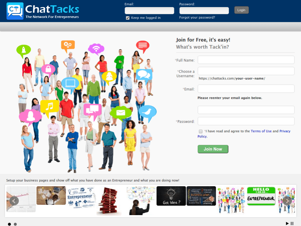 Homepage screenshot of ChatTacks