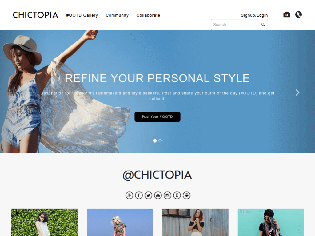 Homepage screenshot of Chicktopia