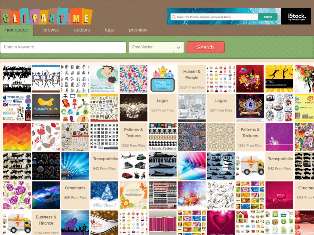 Homepage screenshot of ClipArtMe