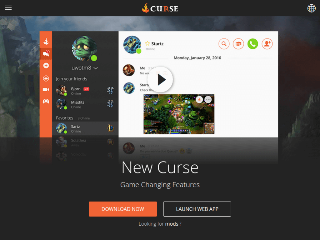 Homepage screenshot of Curious