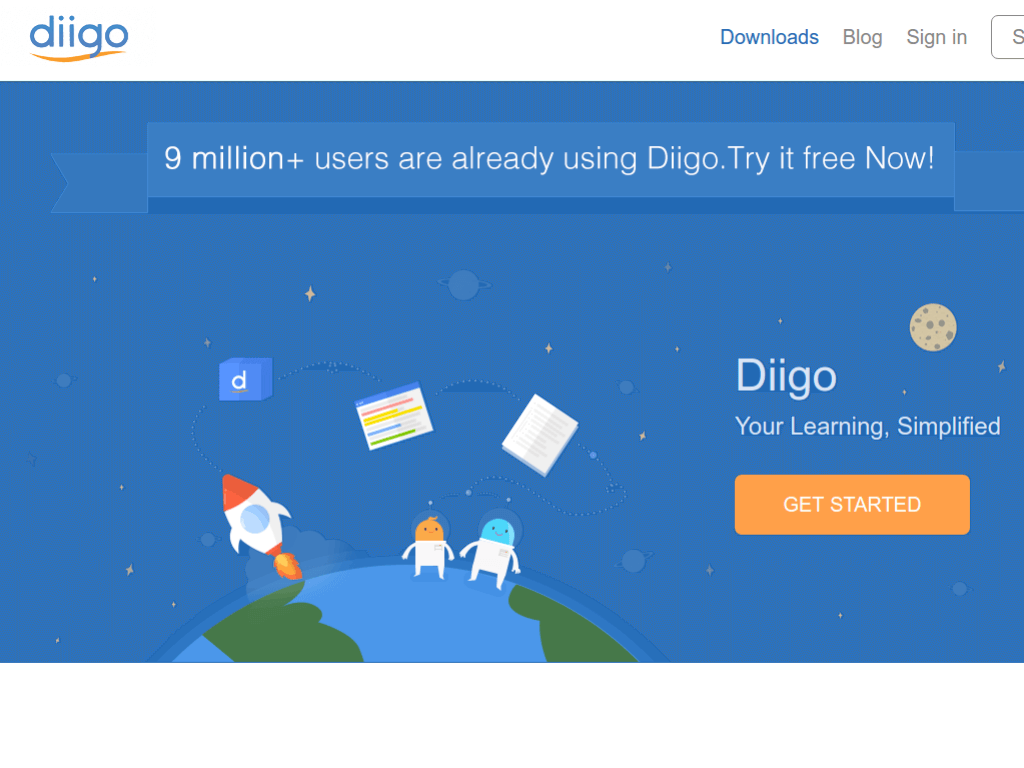 Homepage screenshot of Diigo