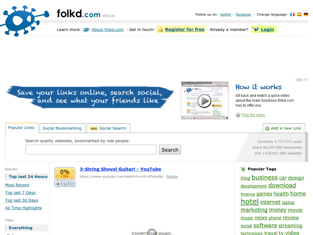 Homepage screenshot of Folkd