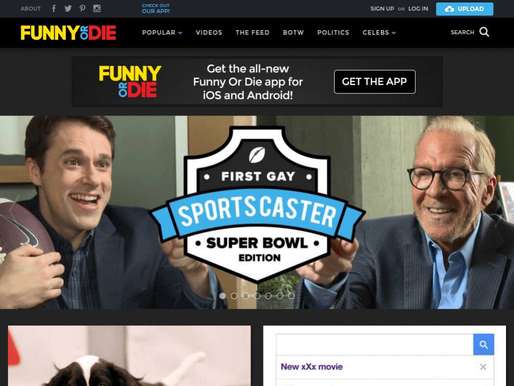 Homepage screenshot of Funny Or Die