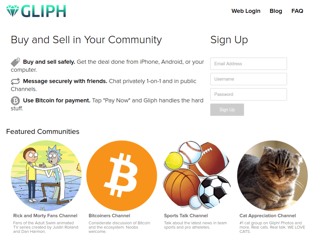 Homepage screenshot of Gliph