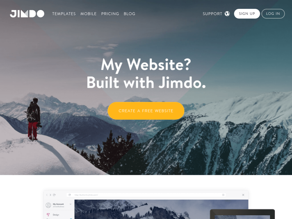 Homepage screenshot of Jimdo
