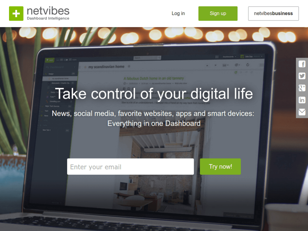 Homepage screenshot of Net Vibes