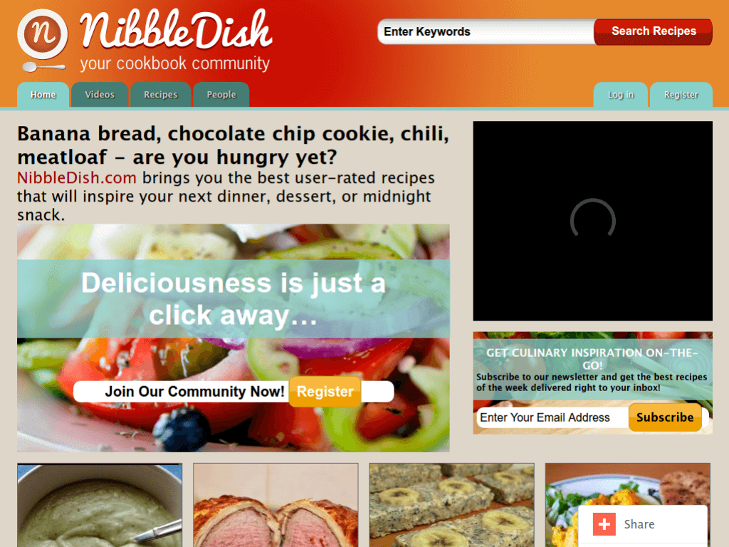 Homepage screenshot of Nibble Dish