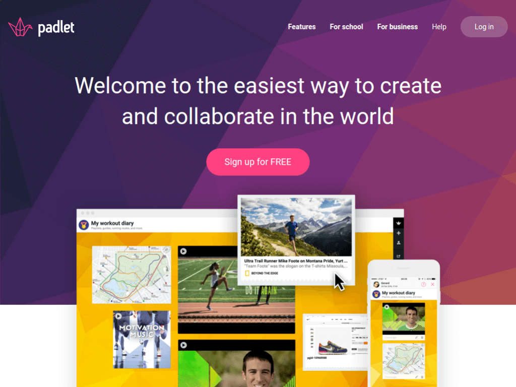 Homepage screenshot of Padlet