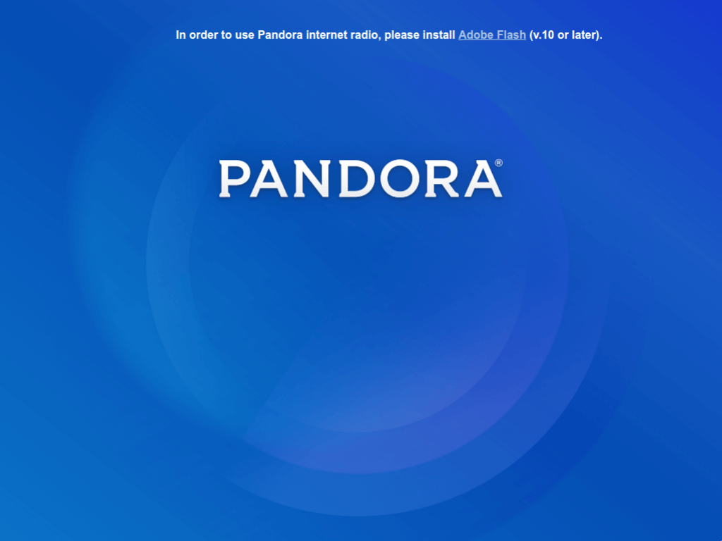 Homepage screenshot of Pandora