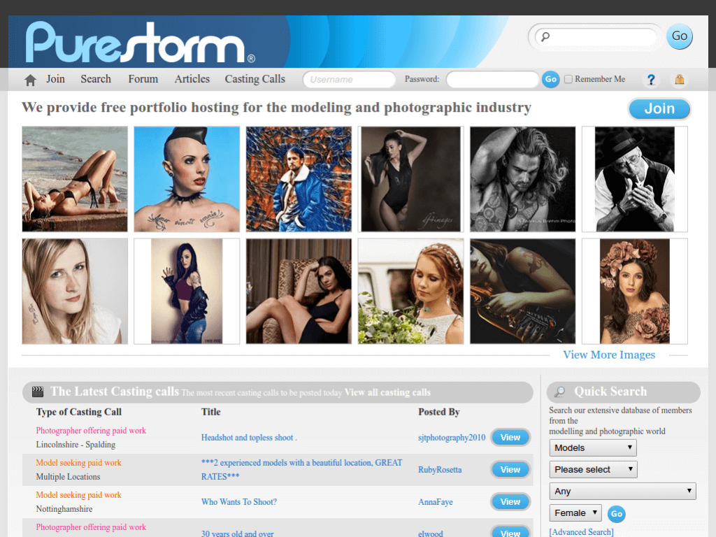 Homepage screenshot of Purestorm