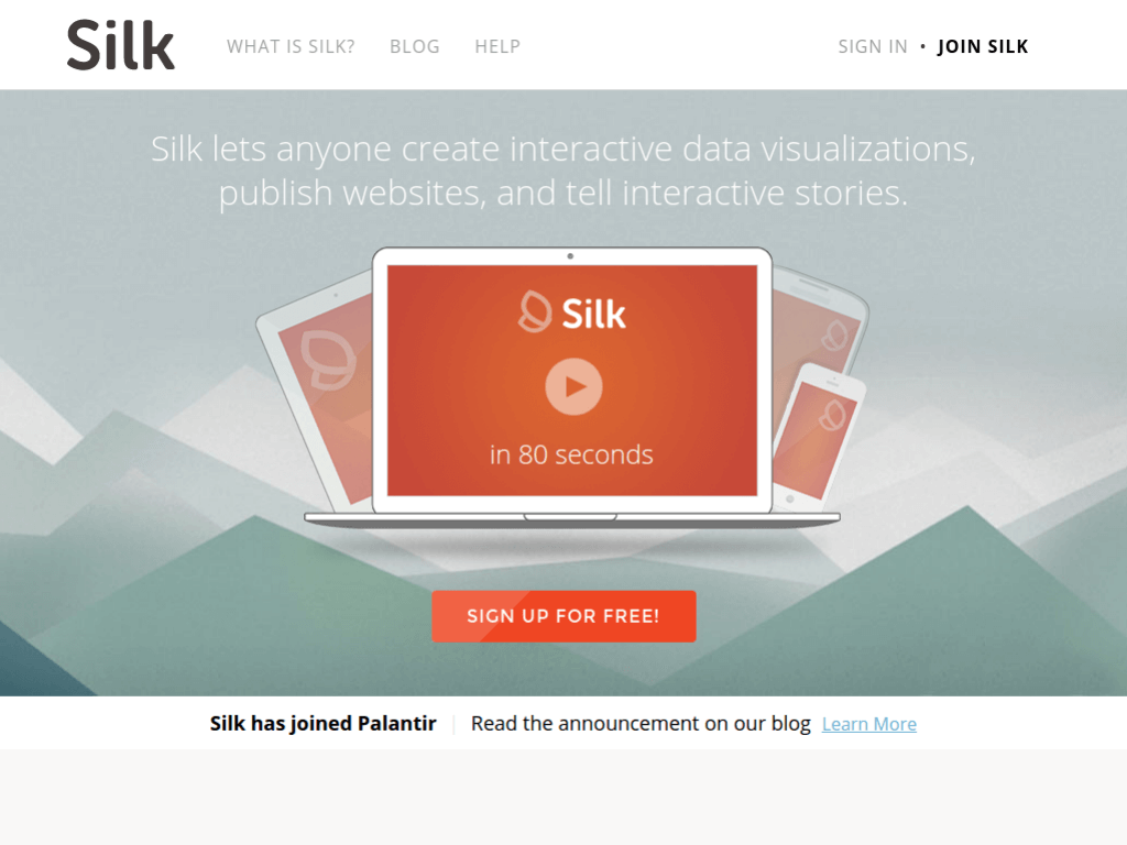 Homepage screenshot of Silk