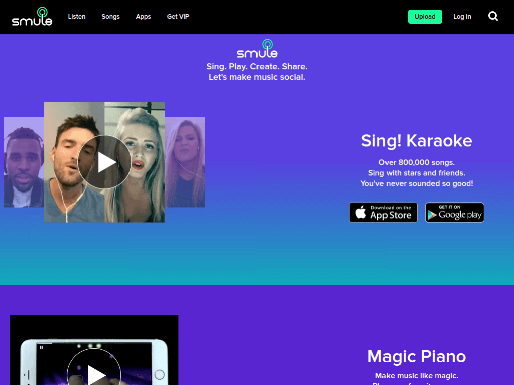 Homepage screenshot of Smule
