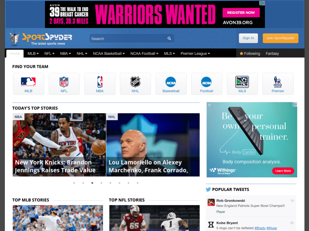Homepage screenshot of Sport Spyder