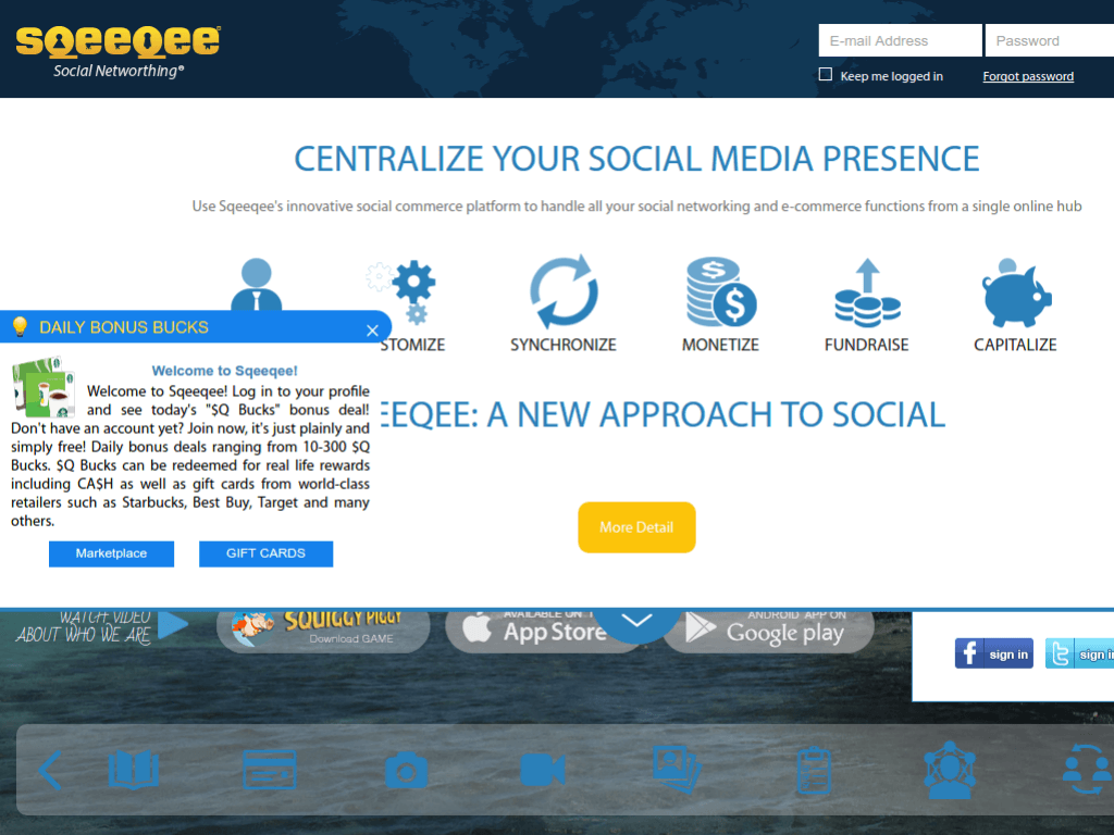 Homepage screenshot of Sqeeqee