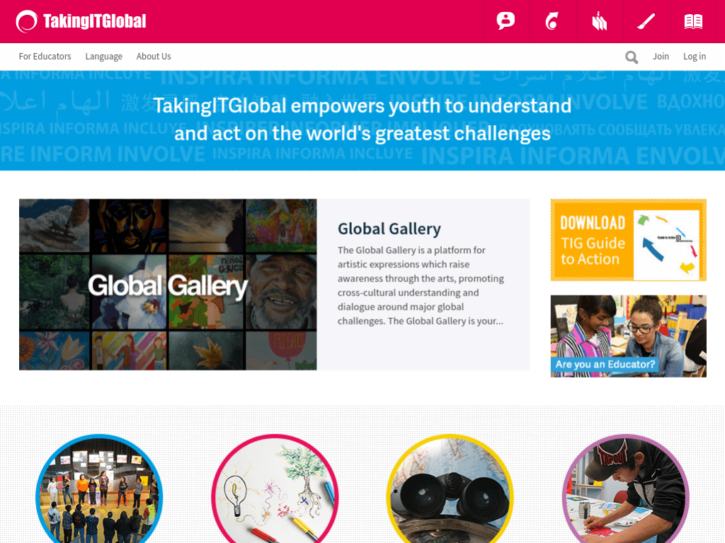 Homepage screenshot of Taking IT Global