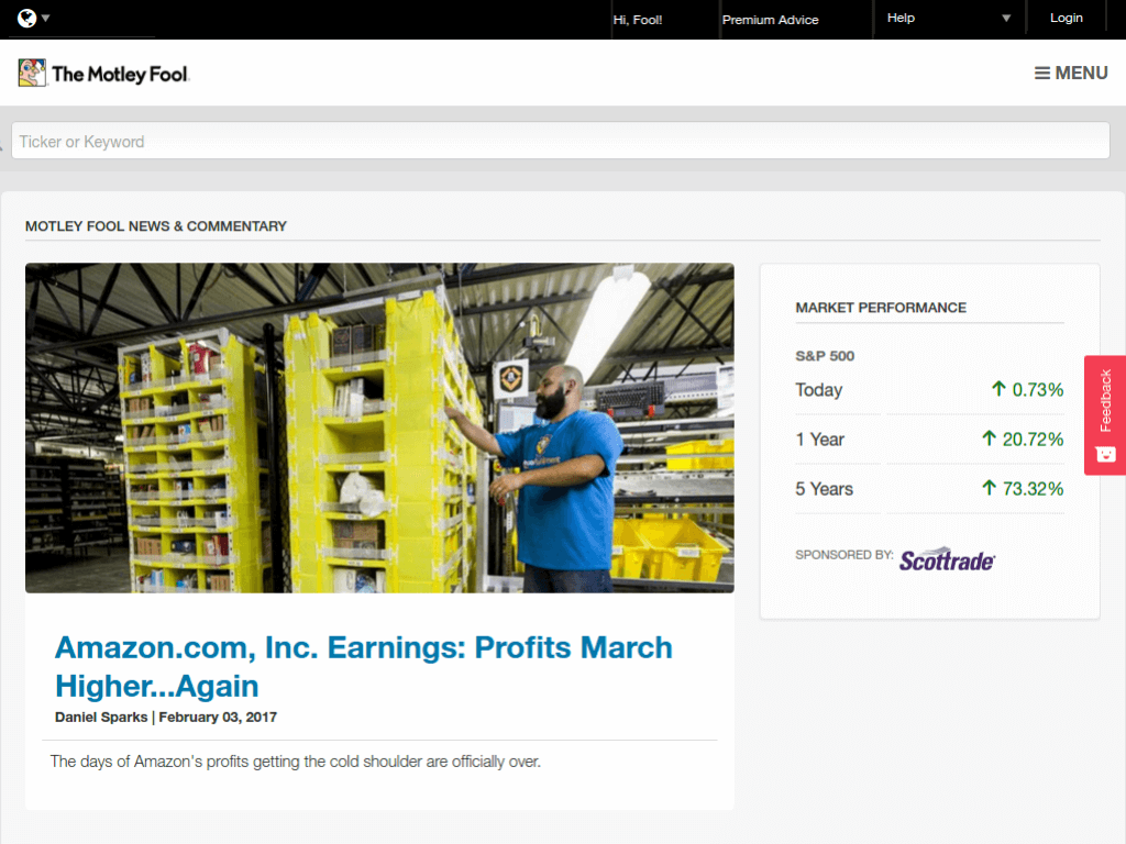 Homepage screenshot of The Motley Fool