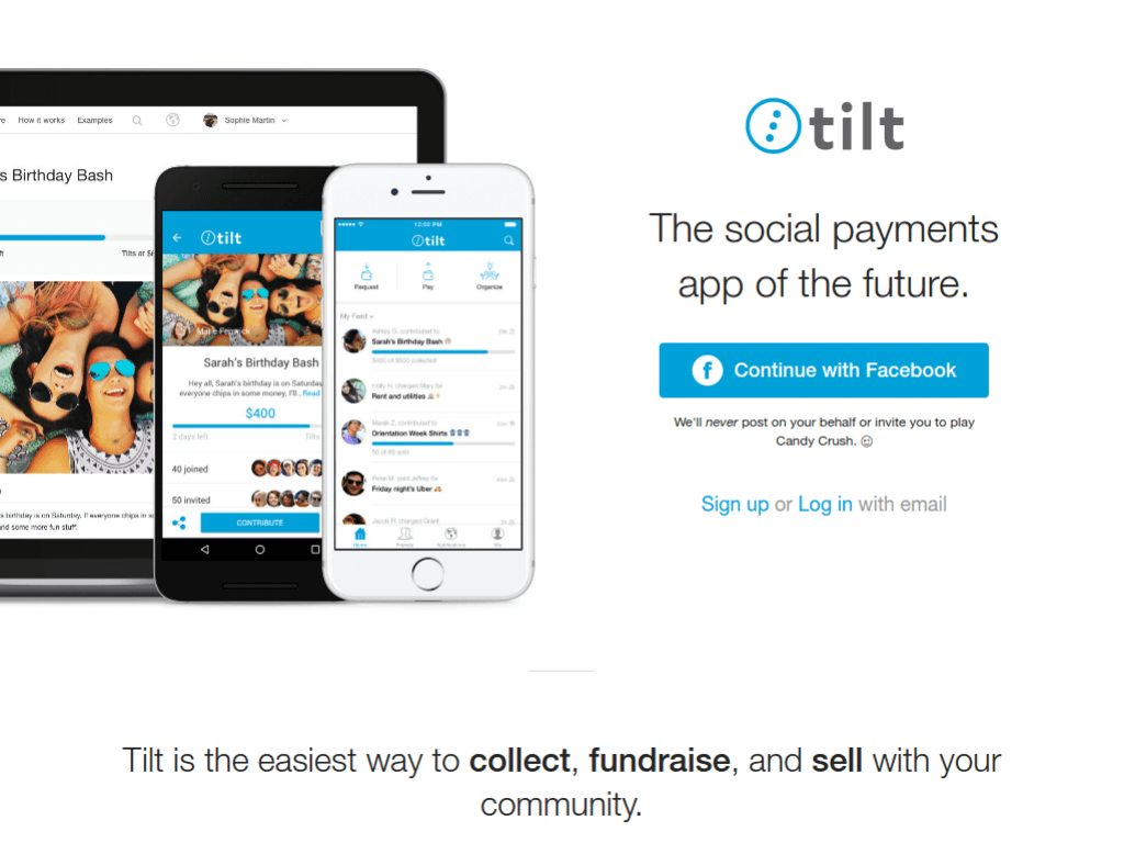 Homepage screenshot of Tilt
