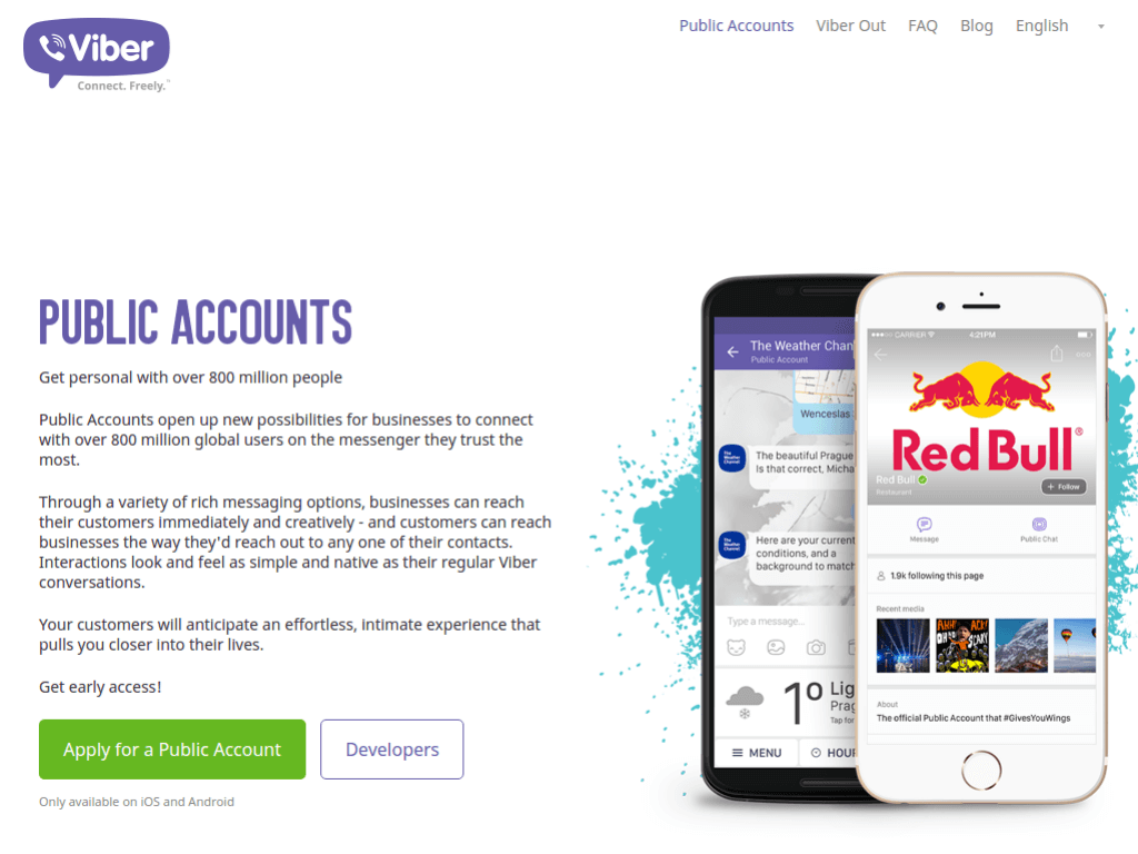Homepage screenshot of Viber