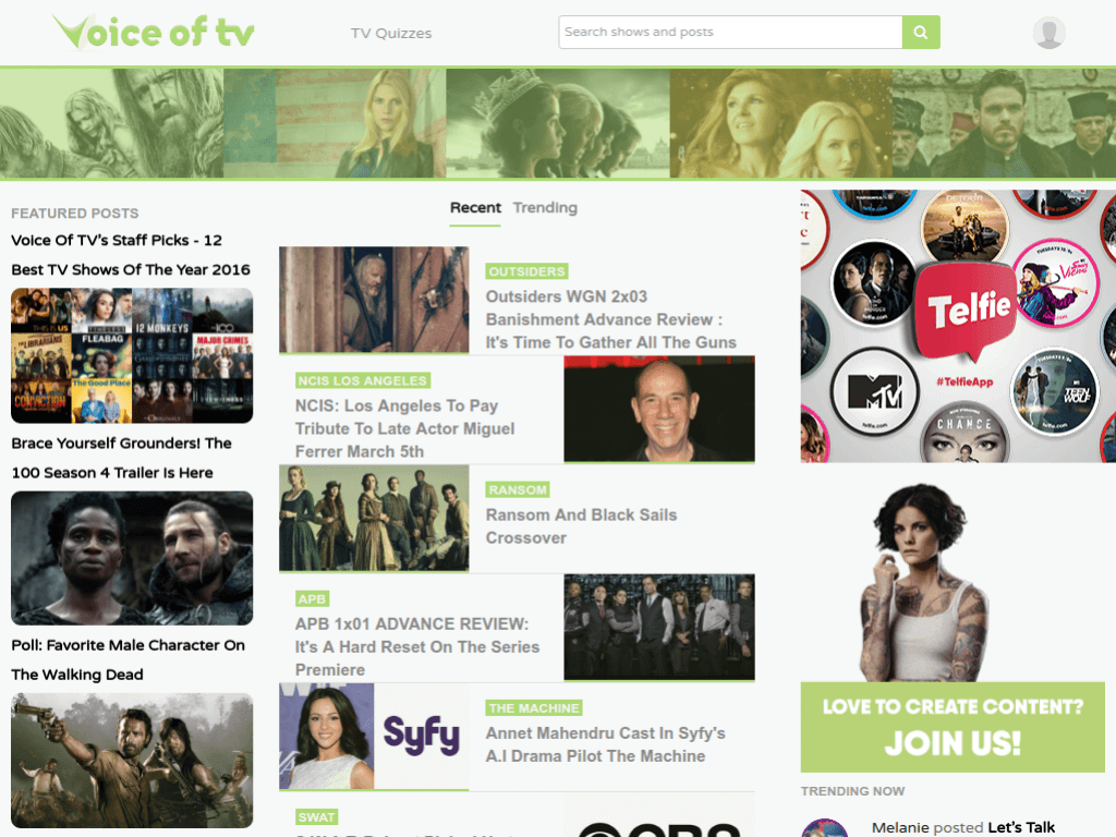 Homepage screenshot of VoiceOfTV