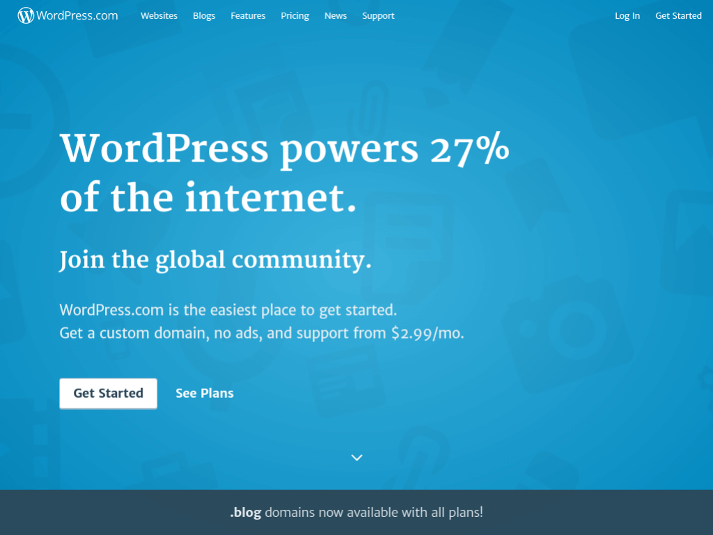 Homepage screenshot of WordPress